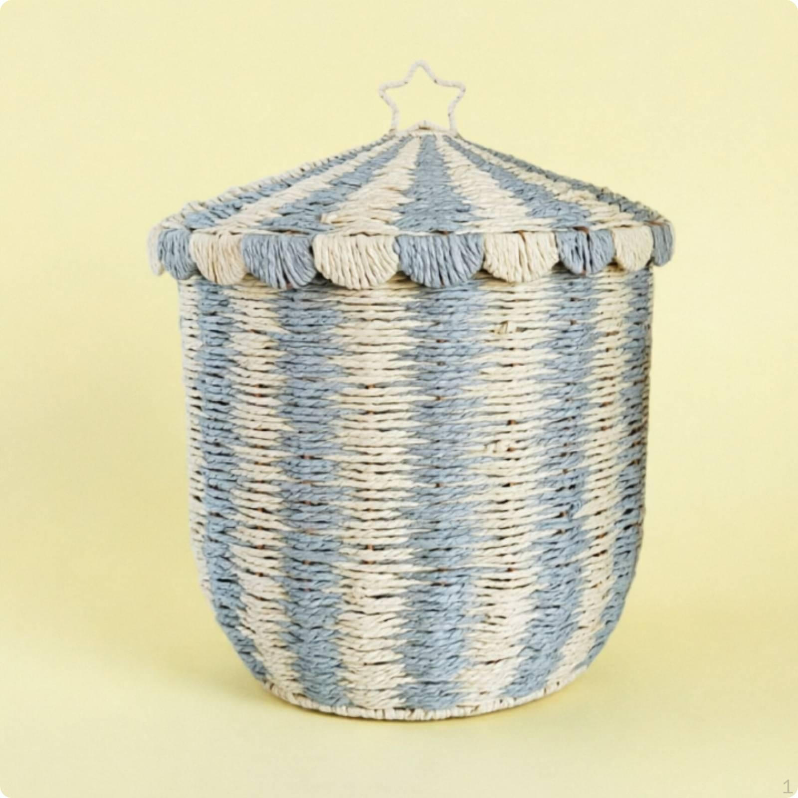 Basket with Lid and Handles Woven