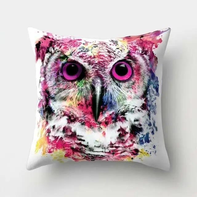 Cama Sofa Decorativa Funda de Cojín Decorativa Patrón de Búho Manta de Poliéster Funda de Cojín para Sala de Estar