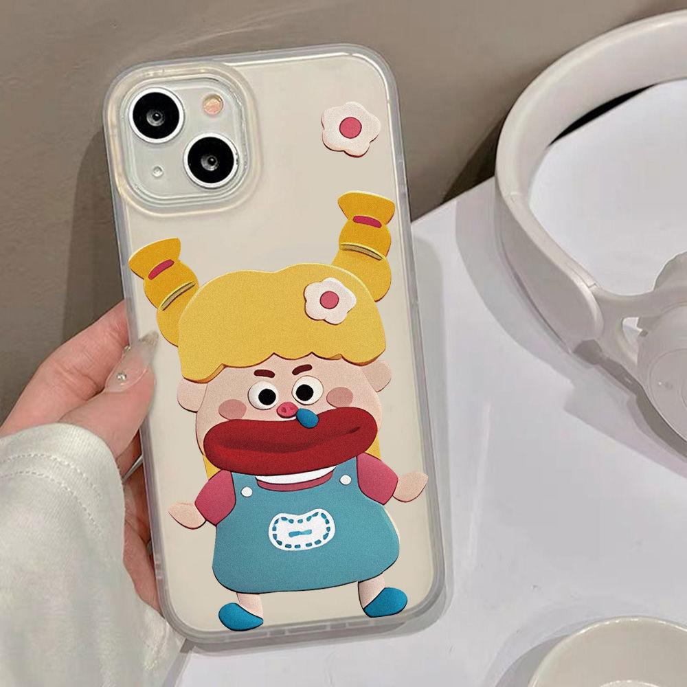Big red mouth snot girl for iPhone17promax Apple 17 matte phone case 16/15 anti-drop 14