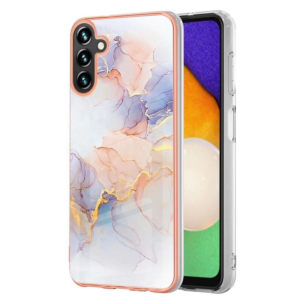For Samsung Galaxy A35 5G Case with IMD Marble Flower Pattern TPU Mobile Back Cover