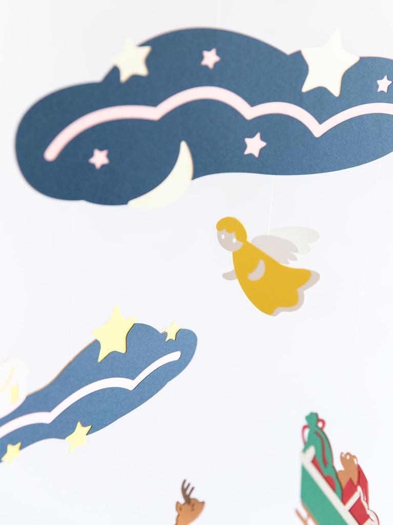 Mobile "Santa Claus Goes On His Journey -Holy Night-" A Dreamy Time Leading Up To Christmas. Adult Interior Decor. W32cm X H40cm. A Mobile Brand Born