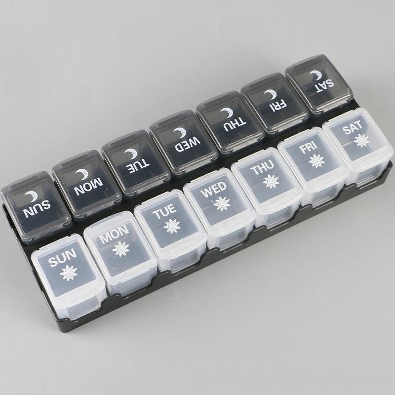 

New Hot Large Premuim Weekly Pill Organizer Case Box Storage for 7 Days 14 Grids Twice A Day for Medicine Vitamins Fish Oils
