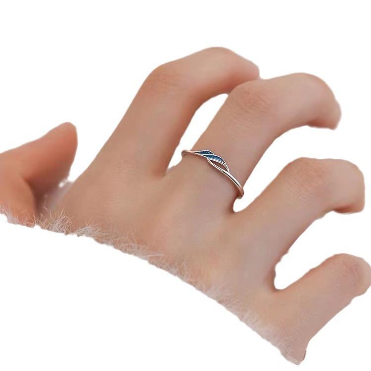 Women's High-End 925 Sterling Silver Blue Ocean Open Ring