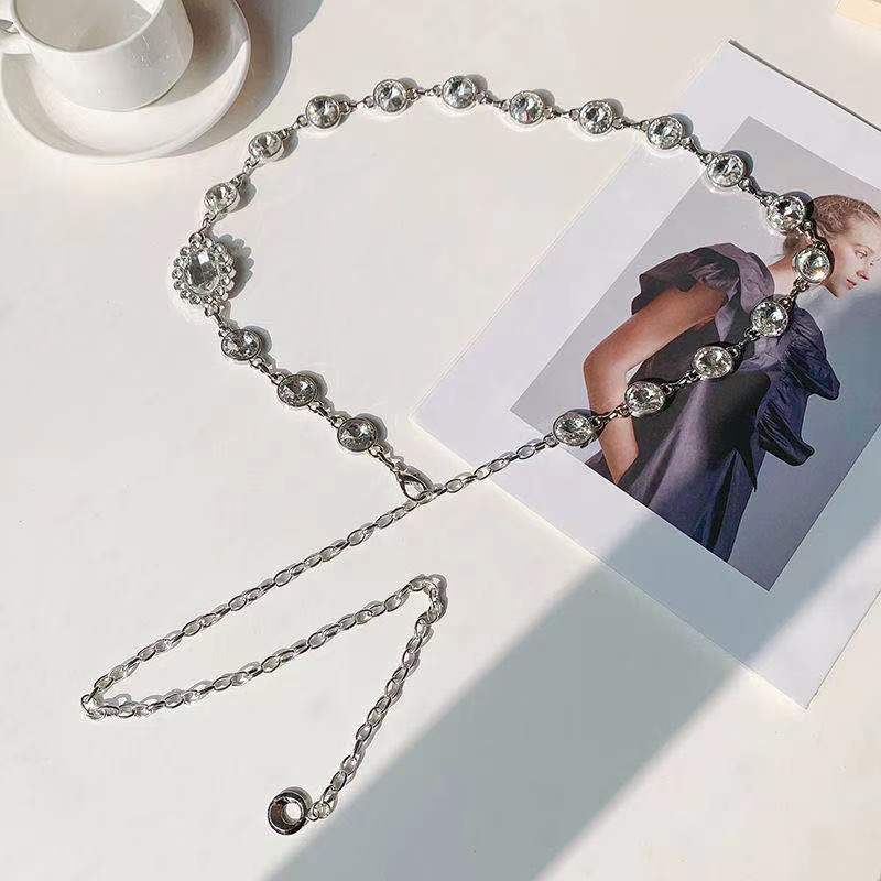 Women's Rhinestone Inlay Chain Chain Belt Trendy Versatile Sweater Dress Waist Decoration Waist Chain Small Flavor Style New Style