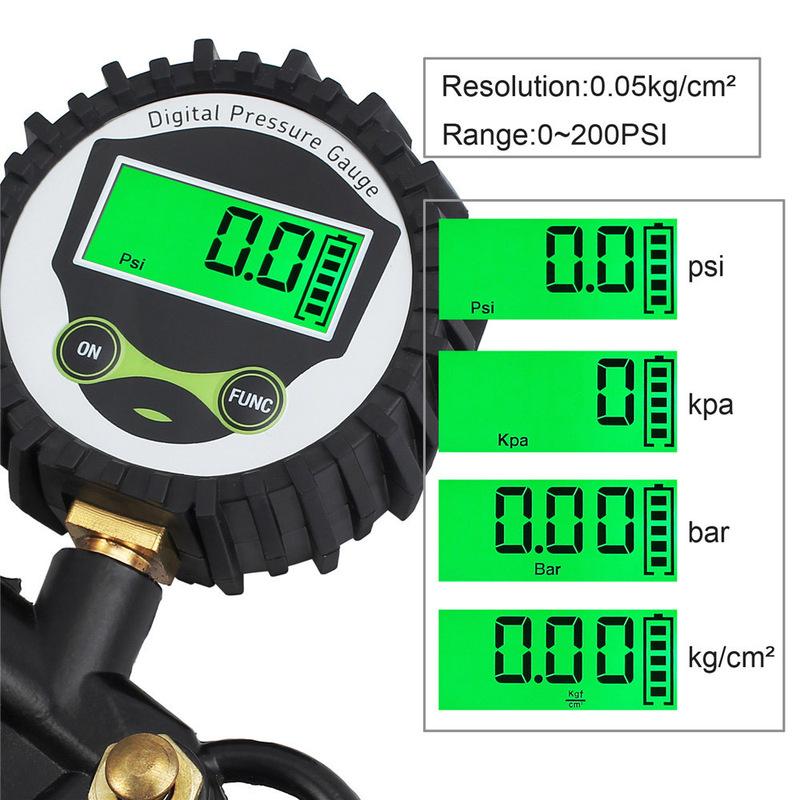 Car Tire Pressure Gauge Air Inflator EU Adapter Vehicle Tester LCD Digital Test Inflation Monitoring Manometer Motorcycle Bike