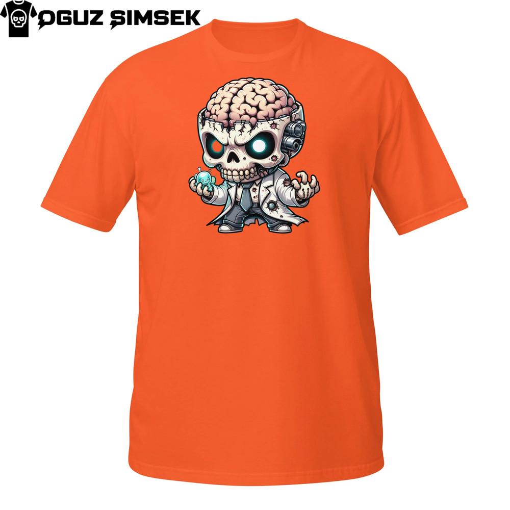 

Zombie Scientist T-Shirt | Brainy Undead Skull in Lab Coat | Mad Horror Tee S