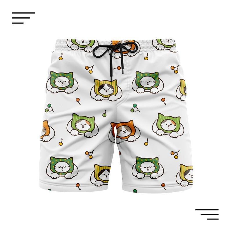 Mens Quick-Dry Beach Shorts With Digital Print Loose Fit Vacation Travel Sports