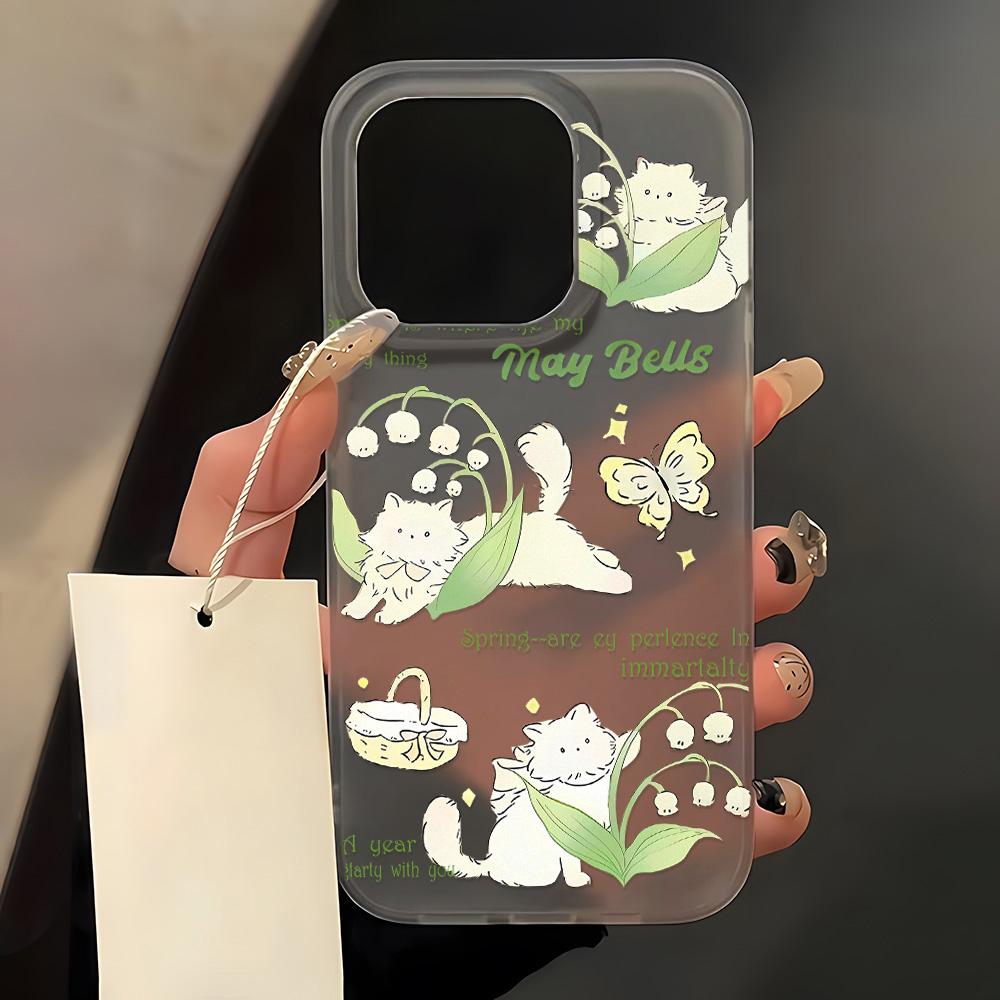 

Чехлы для мобильных телефонов iPhone 11 13 15 Pro Max 12 14 Pro Max Чехол для iPhone 16 15 Plus 13 Pro 12 Mini 13 Mini Матовая текстура Нарисованные мультяшные цветы iPhone 16 Pro Max грозового облака