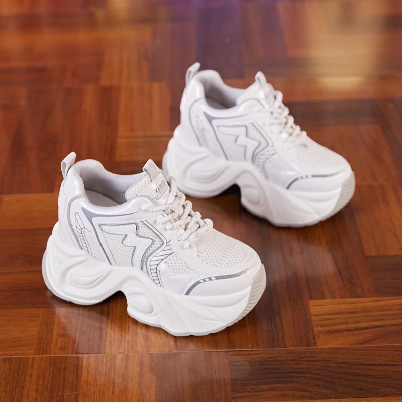 Silver Platform Dad Shoes Women's Shoes 2025 New Autumn Breathable Small Man Height Increase Casual Versatile Sports Shoes