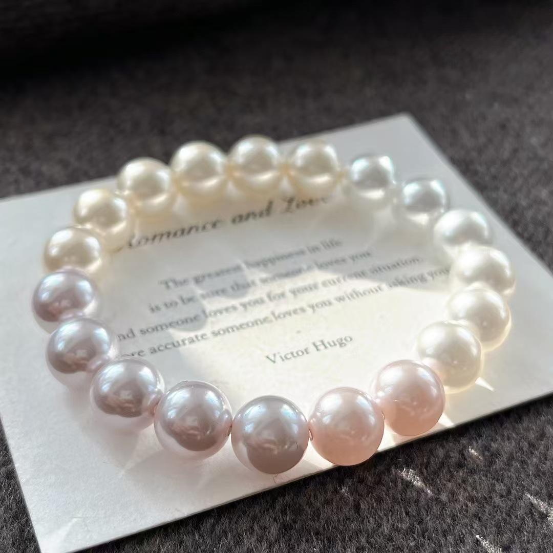 10Mm Retro Strong Light Positive Round High Quality Artificial Crystal Pearl Manta Rose Bracelet Bracelet.