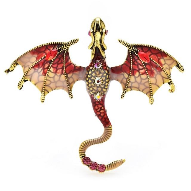 Enamel Dragon Brooches For Women Men 6 -Color Rhinestone Flying Legand Animal Party Office Brooch Pins Gifts