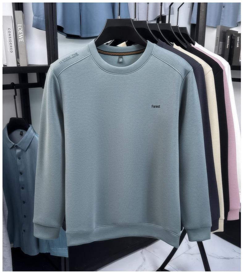 Men's 370g Heavyweight Thickened Round Neck Autumn Hoodie 2025 – Mature Fashionable Casual Layer