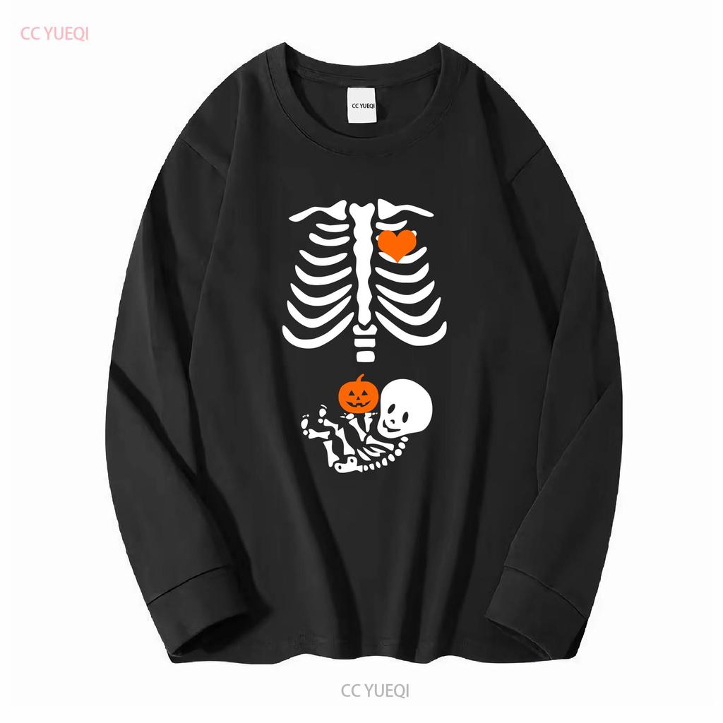 Halloween Skelett Schwangerschaft T-Shirt Mutterschaft Schwangerschaft Outfit lange oder kurze Ärmel Vintage gewaschen Unisex