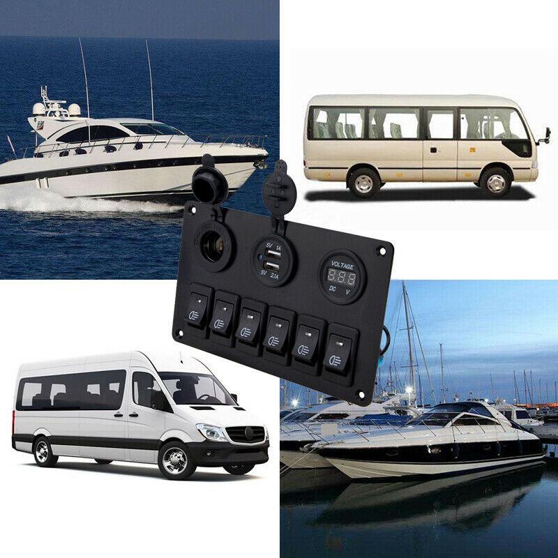 6-gangový spínač ovládacího panelu Led Rocker Breaker Auto Marine Boat Truck okruh