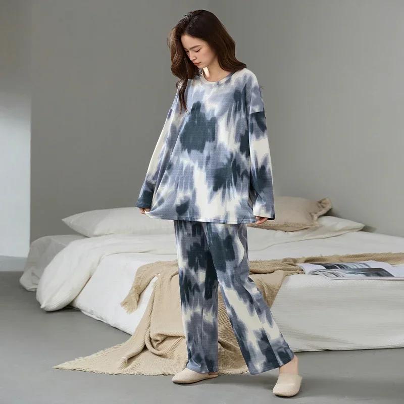 Cute Women's Pajamas Set Warm Pajamas Autumn and Winter Long Sleeve Long Pants Girls Pajamas Soft Pajamas Comfortable Cartoon Pajamas
