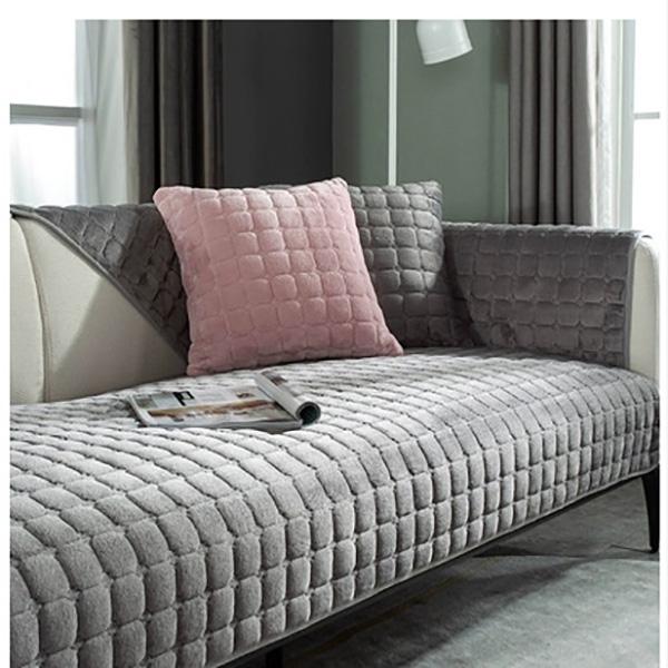 Ensfarget sklisikkert sofatrekk Tykk myk plysj sofa Putehåndkle til stuemøbler Dekor Slipcovers Sofatrekk
