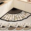 Corner Kitchen Rug Diatomaceous Earth Absorbent Floor Mat Non Slip Fan-Shaped Kitchen Mat