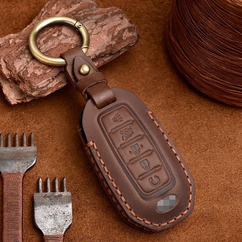 Genuine Leather Car Key Case For Infiniti Qx50 Qx60 Key Protector Fob Cover
