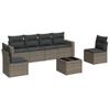 7 Piece Garden Sofa Set with Cushions Gray Poly Rattan
