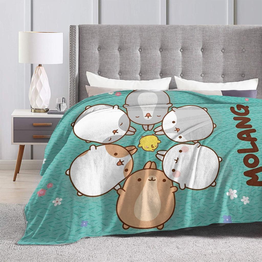 Cute Anime M-Molangs Blankets Velvet Spring/Autumn Multi-function Lightweight Thin Throw Blankets for Bedding Couch Bedspreads