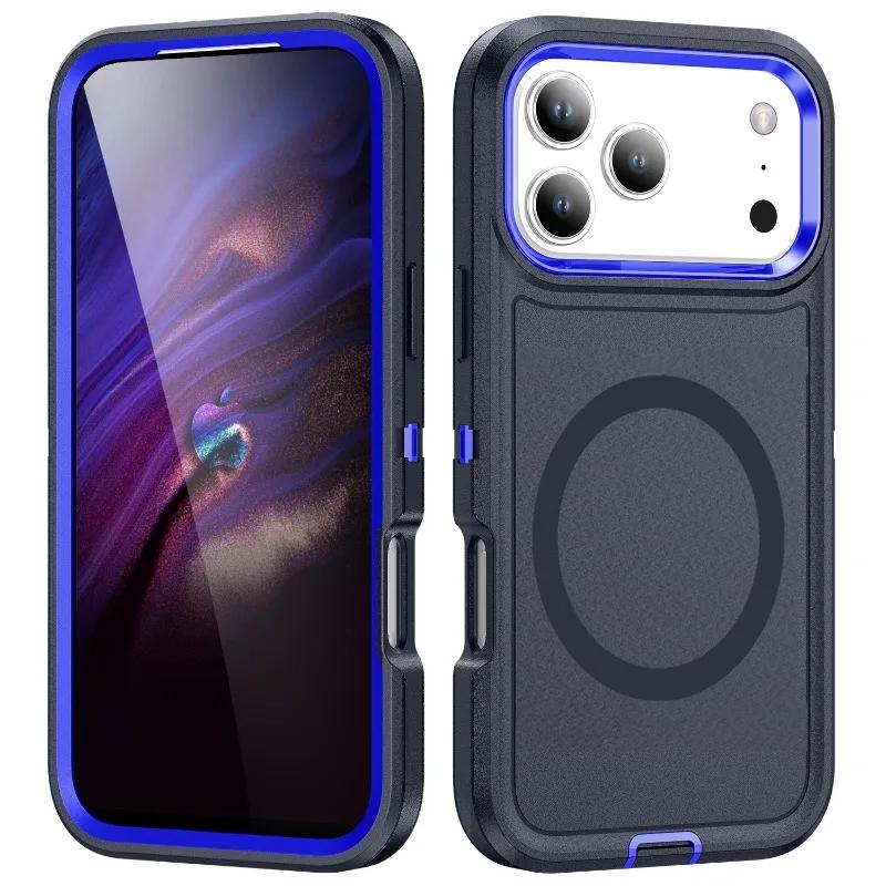 Heavy Duty Shockproof Magnetic Smooth-Touch Phone Case for IPhone Air 17 Pro Max 16 15 14 Plus 13 Wireless Charge OttBox Armor Protect Cover
