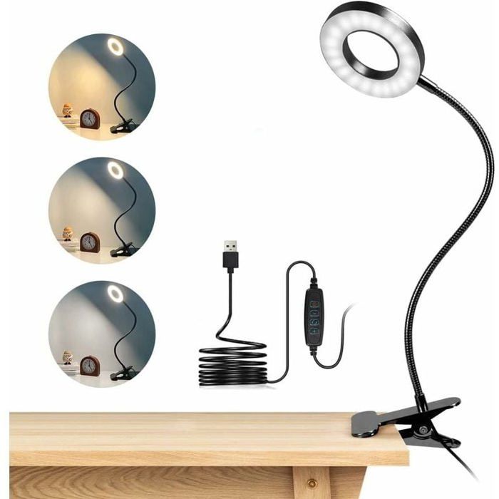 

Lampe Bureau LED Pince 48LED 3 Modes, USB