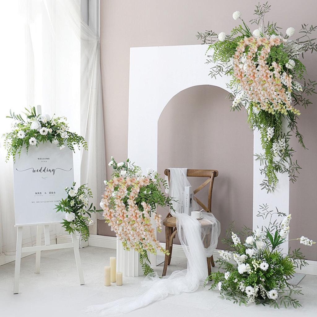 3 Pcs Artificial Wisteria Flowers Branches Fake 39 Inch Long Stems Silk Wisteria Flowers String for Home Balcony