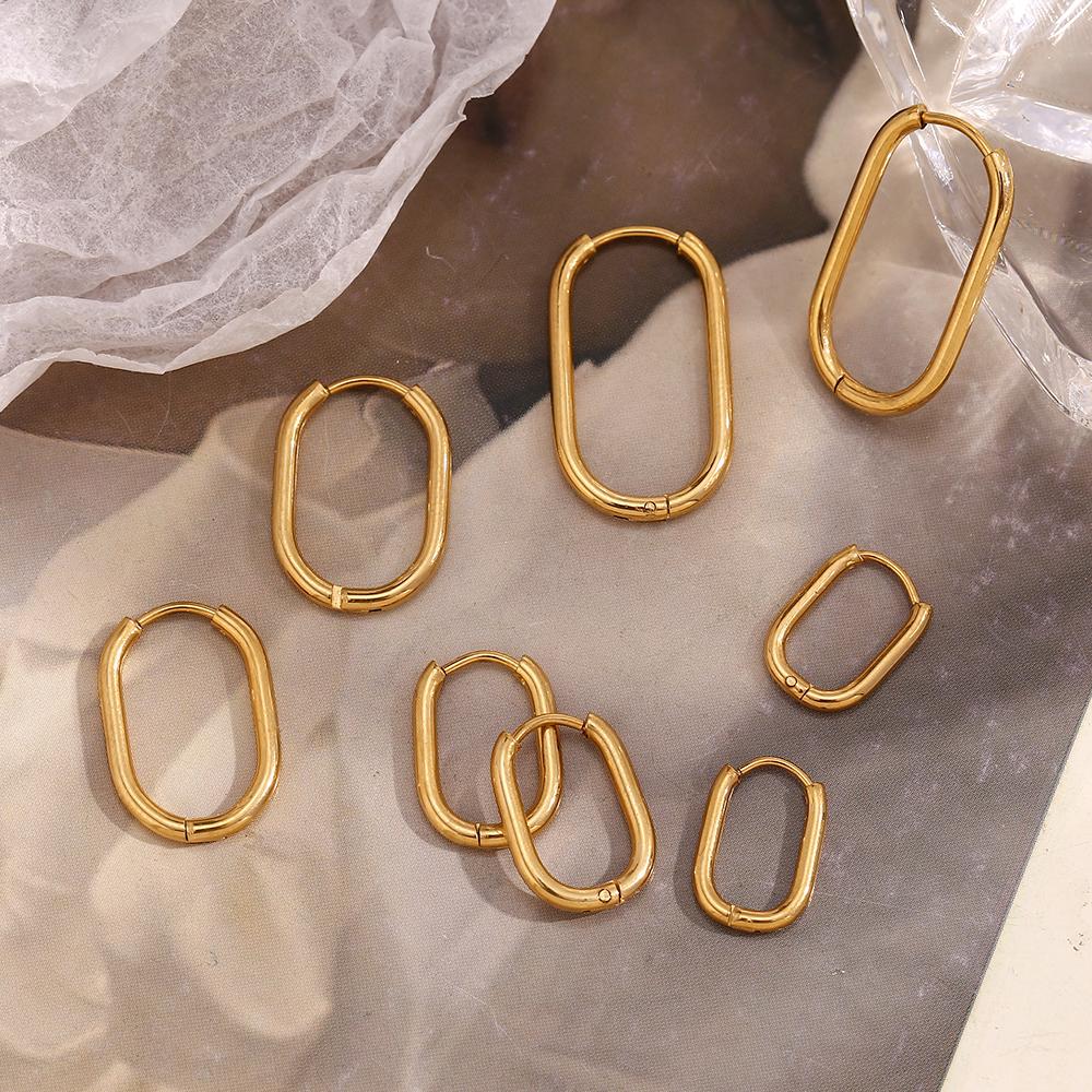 MamacitaSlay Classic Multi-Size U-Shape Hoops 18K Gold Plated Women's earrings Waterproof stainless steel women's jewelry