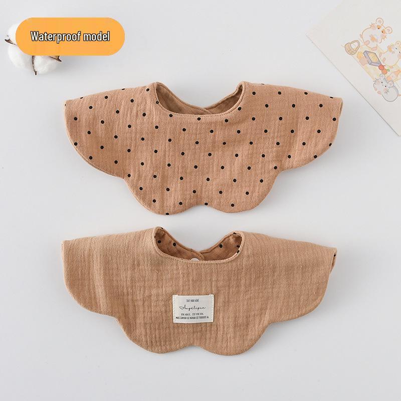 Dwustronny, wodoodporny śliniaczek dla niemowląt w stylu koreańskim z płatkami, wykonany w 100% z gazy bawełnianej