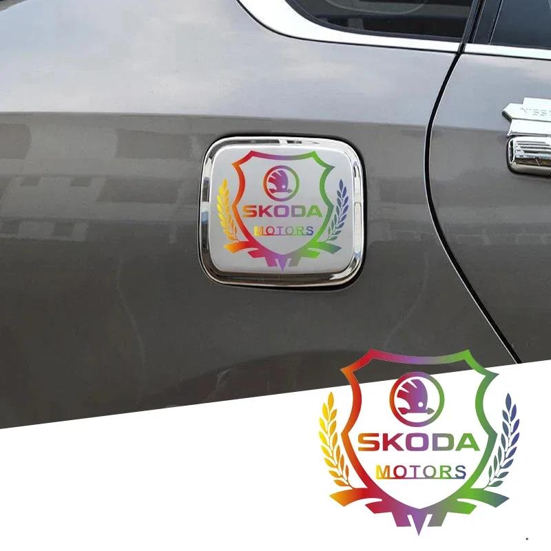 EMIW1 Car Window Emblem Colorful Sticker Badge Decal for Skoda Octavia Rapid Karoq Superb 3 Fabia 1 2 Kodiaq RS Yeti Vision Roomster