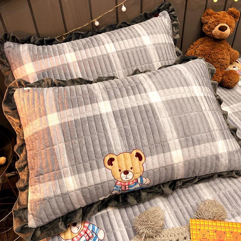 Наволочка в стилі принцеси з листя лотоса Кораловий оксамит Потовщення Наволочка для спальні Дівчата Гуртожиток Пара наволочки для подушки