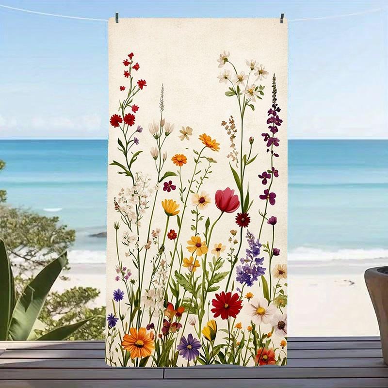 Vintage Wildflower Floral Print Beach Towel Quick Dry Sand Resistant Pool Towel Soft Boho Summer Beach Travel Accessory