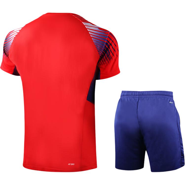 Li Ning Competiție Badminton Mânecă Scurtă Uscare Rapidă Picior Drept Talie Elastică Pantaloni Scurți Cinci Puncte Costum Sport Casual Bărbați îmbrăcăminte sport AATR045-4