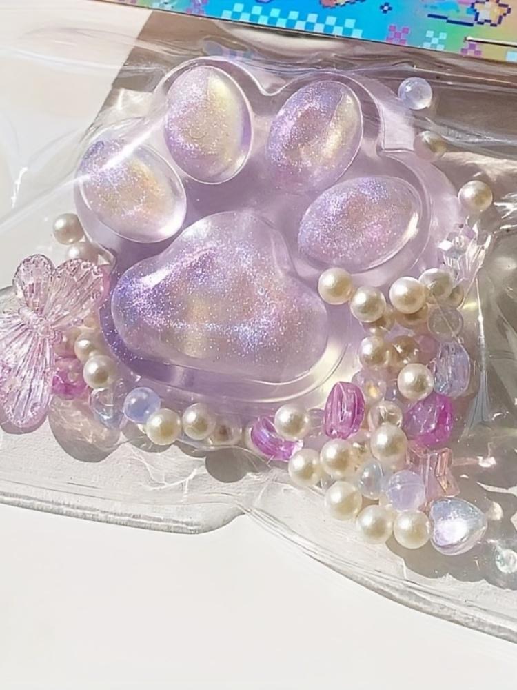 1Pc Squishy Transparent Cat Claws Squeeze Toys Kids Adult Soft Pinch Pop Fidget Toys with Butterfly Beads Halloween Christmas