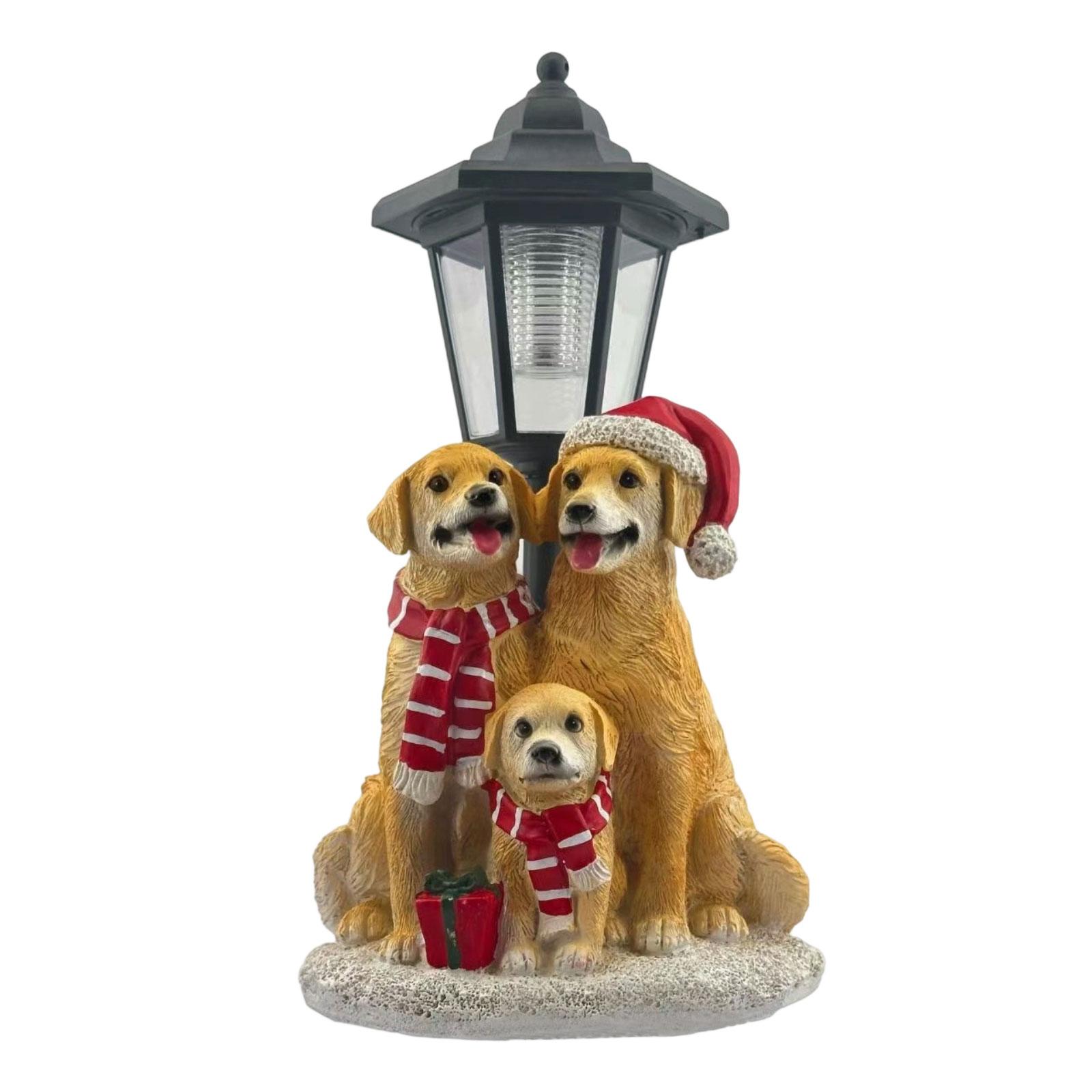 

Щенок Ремесла из смолы Рождественские украшения Атмосферный свет Продукт Рождественская собака со светом Милый One Size