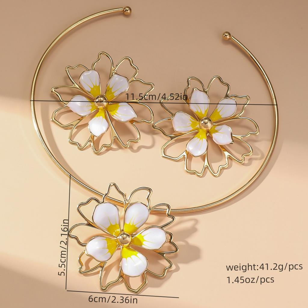 Modisches Ohrstecker-Halsketten-Set für Damen