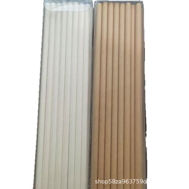 Eco-friendly Biodegradable White Kraft Paper Straws, 6x197MM, Natural Color, Disposable, Portable Box of Natural Color Paper Straws - 70 pieces