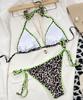 Badedrakt for kvinner med leopardtrykk Sexy Bikini-sideslips Todelt badedrakt Strandtøy badedrakter