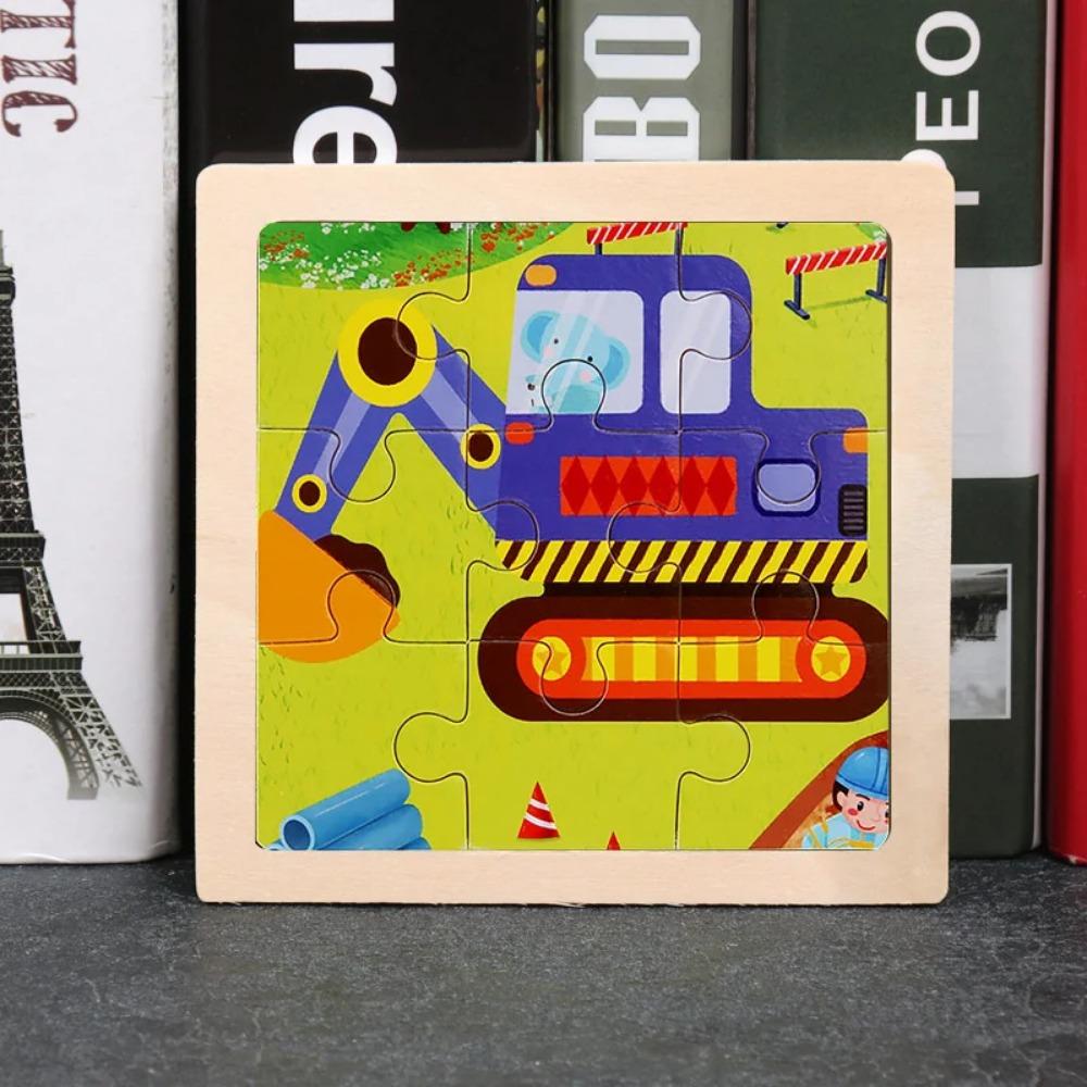Baby Toys 3D Wooden Puzzle 11x11cm Cartoon Animal Vehicle Jigsaw Wood Puzzle Toys Educational Montessori Toys For Children
