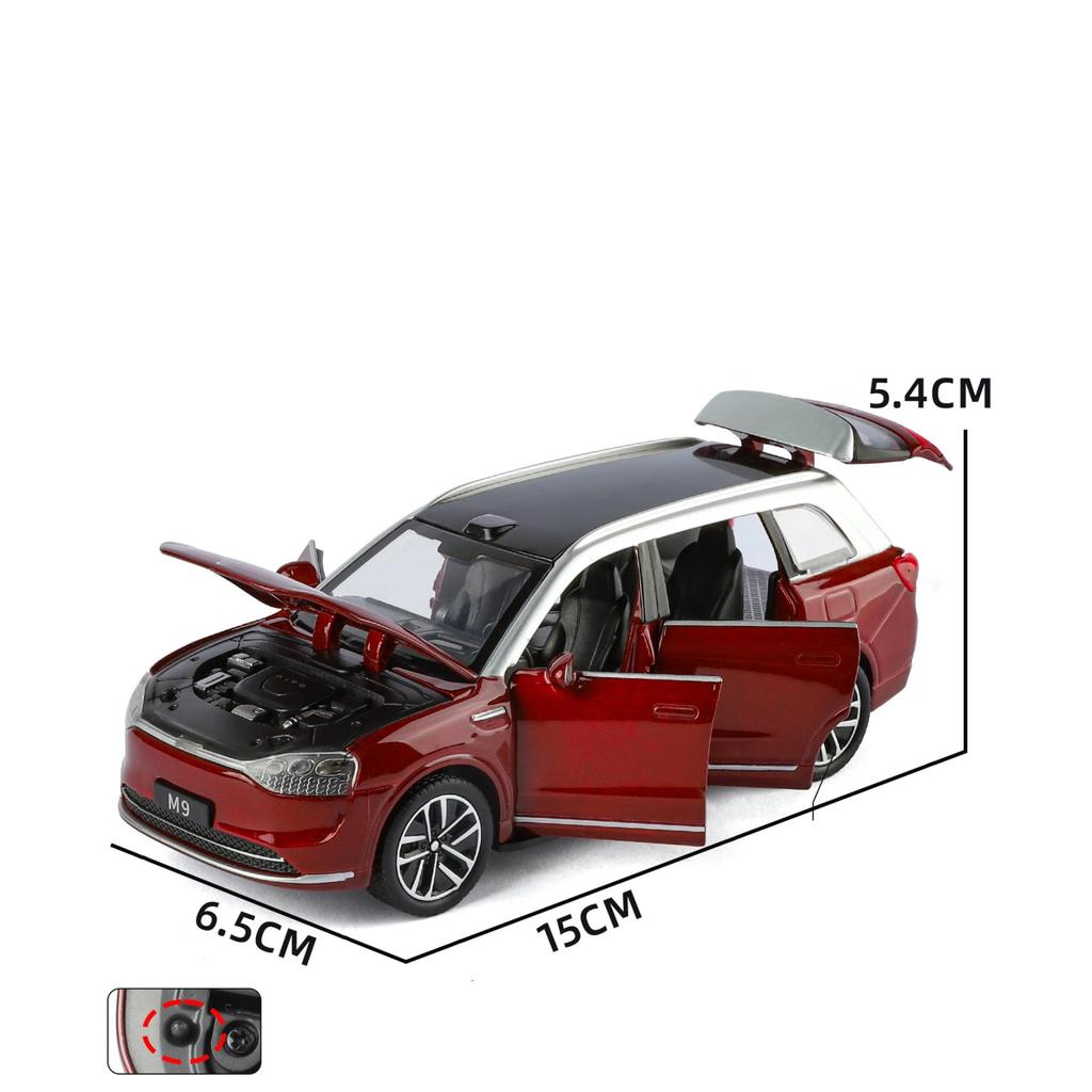 1/32 AITO M9 SUV Alloy New Energy Car Model Diecasts Metal Luxy Vehicles Car Model Simulation Sound and Light Childrens Toy Gift