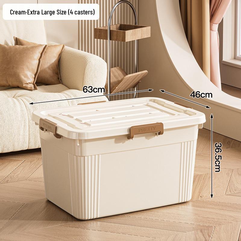 Extra Large Plastic Storage Box with Wheels for Toys, Snacks, Clothes - Thickened Container for Living Room & Bedroom