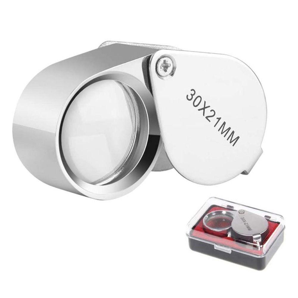 Mini 10-30X Pocket Loupe Metal Reading Magnifier Portable Jewelry Magnifying Glass  Jewelers