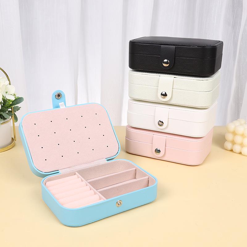 

Medium Double-Layer Jewelry Storage Box: Portable, Dustproof, Ideal for Rings, Necklaces, and Ear Studs 16.5x11.5x5.5 cm озеро синий