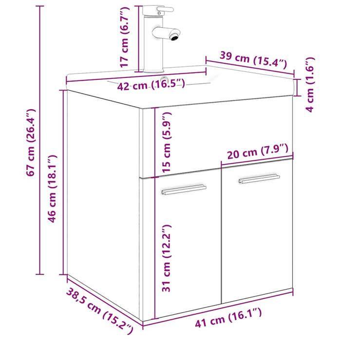 VidaXL Meuble lavabo avec bassin et robinet intégrés vieux bois, armoire lavabo de salle de bain, meuble de salle de bain, 3328905