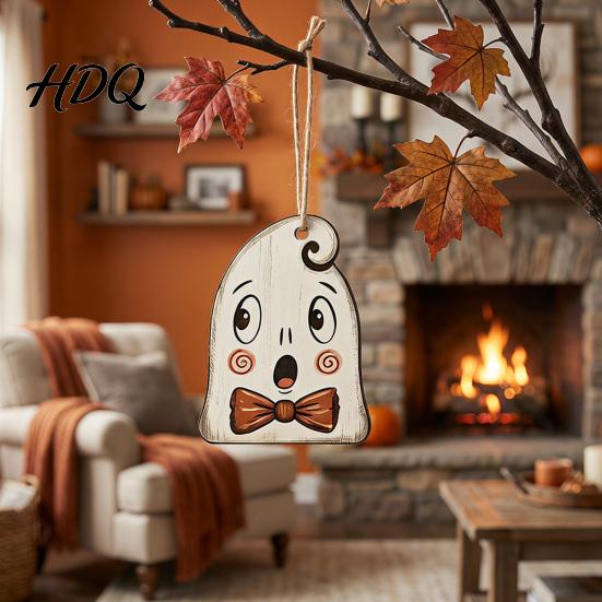Rustic B&B Bar Theme Decor Vintage Halloween Ornament for Tree, Acrylic Hanging Pumpkin Black Cat Bat Car Mirror Accessories Ghost Skull Decoration