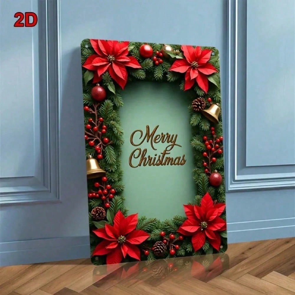 Vintage Christmas Tin Sign 8x12 Inch Holiday Wall Art Rustic Home Decor