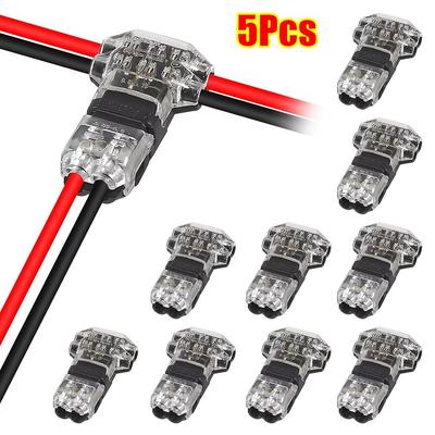 1/5Pcs Low Voltage Pluggable Wire Connector T Type Terminal Clamp  For for AWG 24-18 Wires Wiring