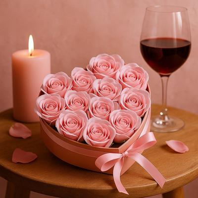 Bouquet de Fleurs de Savon 13 Roses Roses Cœur