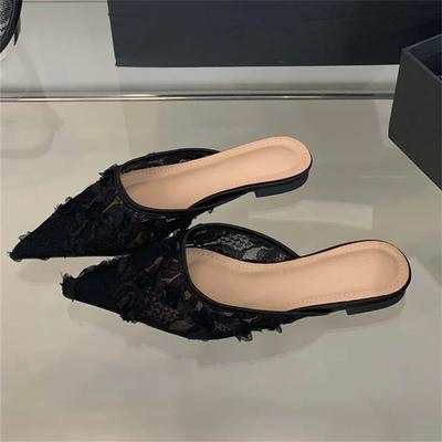 Eilyken Letné Elegantné Štvorcové Nízke Podpätky Dámske Šľapky Pohodlné Sieťované Špicaté Dámske Mules Topánky Zapatos De Mujer