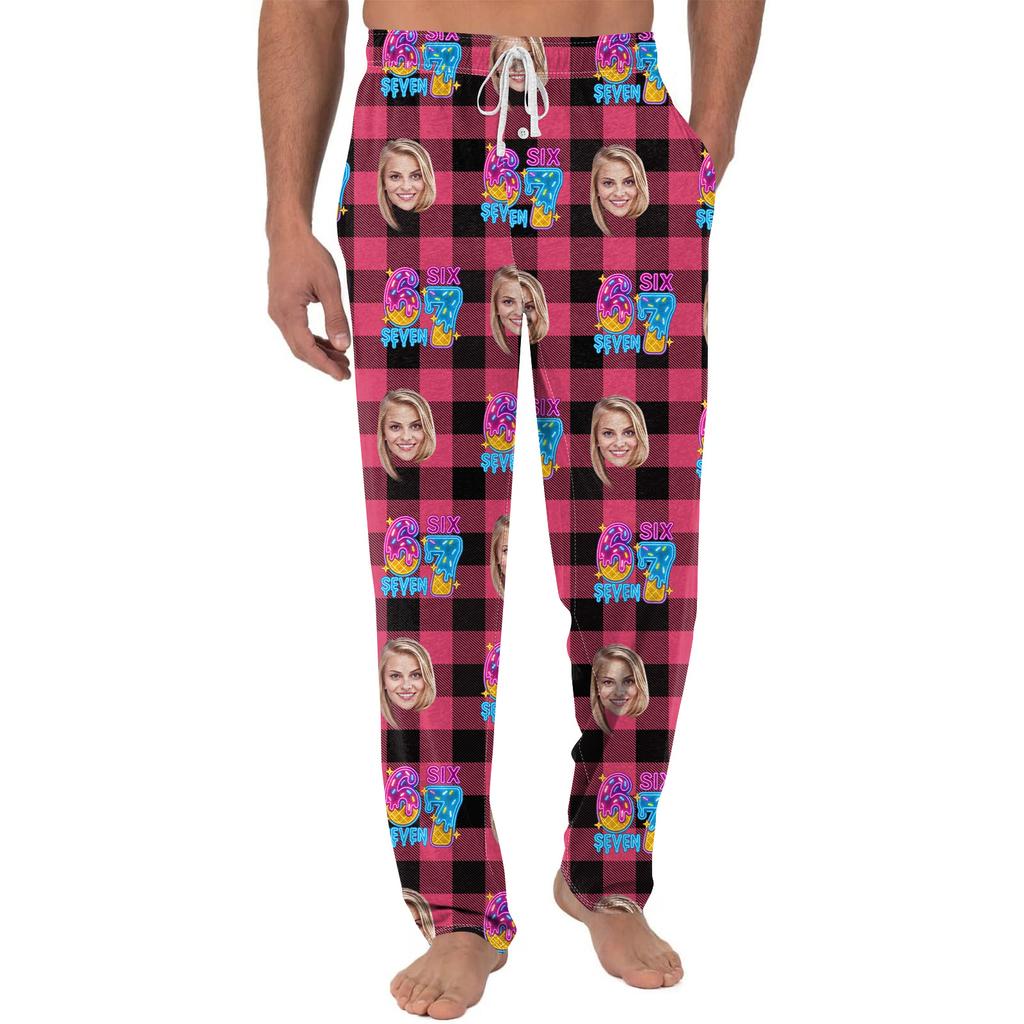 Men's Casual Home DIY Custom Pajamas Pocket Drawstring Design Casual Trousers